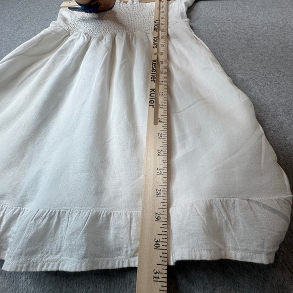 Abercrombie Fitch White Linen Blend Smocked‎ Sundress Tie Straps Mini Dress XS - Picture 8 of 11